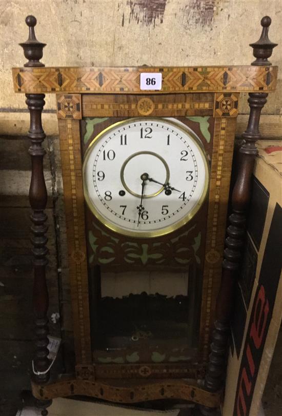 19C inlaid walnut wall clock